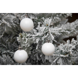 Set 24 Sfere di Natale in Plastica Lucida Ø 4Cm – Vari Colori - Bianco Lucido