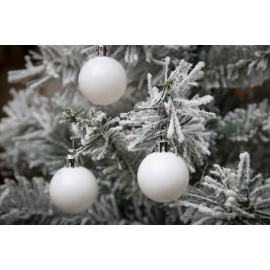 Set 24 Sfere di Natale in Plastica Lucida Ø 4Cm – Vari Colori - Bianco Lucido