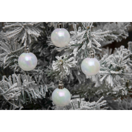 Set 24 Sfere di Natale in Plastica Lucida Ø 4Cm – Vari Colori - Bianco Iridescente