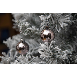 Set 24 Sfere di Natale in Plastica Lucida Ø 4Cm – Vari Colori - Rosa Lucido