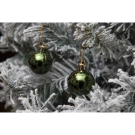 Set 24 Sfere di Natale in Plastica Lucida Ø 4Cm – Vari Colori - Verde Albero Lucido