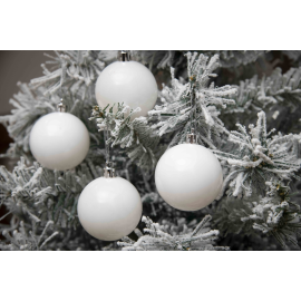 Set 16 Sfere di Natale in Plastica Lucide Ø 6Cm - Vari Colori - Bianco Lucido