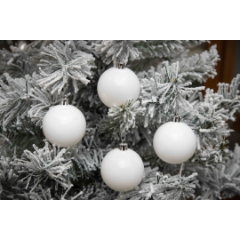 Set 16 Sfere di Natale in Plastica Lucide Ø 6Cm - Vari Colori - Bianco Lucido