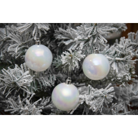 Set 16 Sfere di Natale in Plastica Lucide Ø 6Cm - Vari Colori - Bianco Iridescente Lucido
