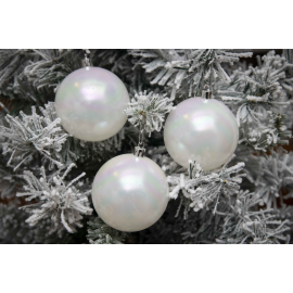 Set 16 Sfere di Natale in Plastica Lucide Ø 6Cm - Vari Colori - Bianco Iridescente Lucido