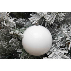 Set 4 Sfere di Natale in Plastica Lucide Ø 10Cm – Vari Colori - Bianco