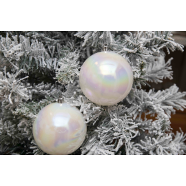Set 4 Sfere di Natale in Plastica Lucide Ø 10Cm – Vari Colori - Bianco Iridescente