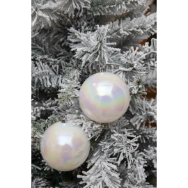 Set 4 Sfere di Natale in Plastica Lucide Ø 10Cm – Vari Colori - Bianco Iridescente