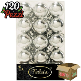 Set 30 Sfere di Natale in Plastica Lucide Ø 3Cm – Vari Colori - Argento