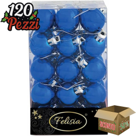 Set 30 Sfere di Natale in Plastica Lucide Ø 3Cm – Vari Colori - Blu Lucido