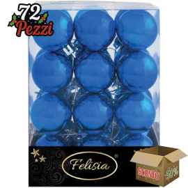 Set 24 Sfere di Natale in Plastica Lucida Ø 4Cm – Vari Colori - Blu Lucido