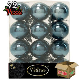 Set 24 Sfere di Natale in Plastica Lucida Ø 4Cm – Vari Colori - Blu Navy Lucido