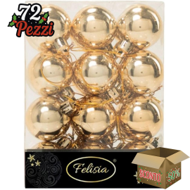 Set 24 Sfere di Natale in Plastica Lucida Ø 4Cm – Vari Colori - Oro Lucido