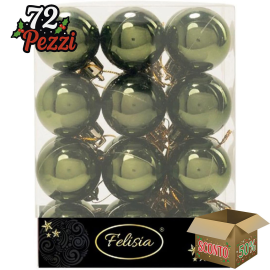 Set 24 Sfere di Natale in Plastica Lucida Ø 4Cm – Vari Colori - Verde Albero Lucido