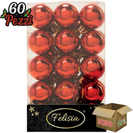 Set 30 Sfere di Natale in Plastica Lucide Ø 3Cm – Vari Colori - Rosso