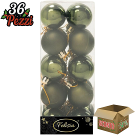 Set 20 Sfere di Natale in Plastica Ø 4Cm – Assortite Lucide e Opache – Vari Colori - Verde Albero