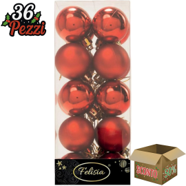 Set 20 Sfere di Natale in Plastica Ø 4Cm – Assortite Lucide e Opache – Vari Colori - Rosso