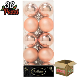 Set 20 Sfere di Natale in Plastica Ø 4Cm – Assortite Lucide e Opache – Vari Colori - Rosa