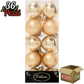 Set 20 Sfere di Natale in Plastica Ø 4Cm – Assortite Lucide e Opache – Vari Colori - Oro