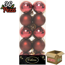 Set 20 Sfere di Natale in Plastica Ø 4Cm – Assortite Lucide e Opache – Vari Colori - Burgundy