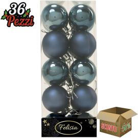 Set 20 Sfere di Natale in Plastica Ø 4Cm – Assortite Lucide e Opache – Vari Colori - Blu Navy