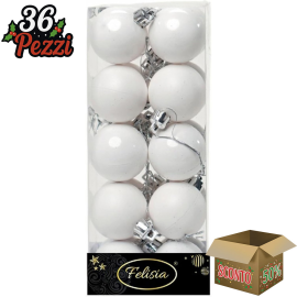 Set 20 Sfere di Natale in Plastica Ø 4Cm – Assortite Lucide e Opache – Vari Colori - Bianco