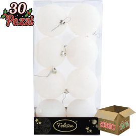 Set 8 Sfere di Natale in Plastica Lucide Ø 8Cm - Vari Colori - Bianco