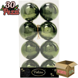 Set 8 Sfere di Natale in Plastica Lucide Ø 8Cm - Vari Colori - Verde Albero