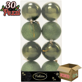 Set 8 Sfere di Natale in Plastica Lucide Ø 8Cm - Vari Colori - Verde Albero