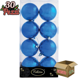 Set 8 Sfere di Natale in Plastica Lucide Ø 8Cm - Vari Colori - Blu