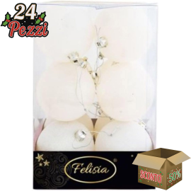 Set 12 Sfere di Natale in Plastica Ø 7Cm - Vari Colori - Bianco