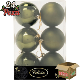 Set 6 Sfere di Natale in Plastica Ø 8Cm – Assortite Lucide e Opache – Vari Colori - Verde Albero