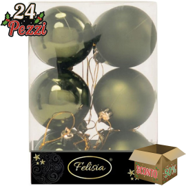 Set 12 Sfere di Natale in Plastica Ø 6Cm - Assortite Lucide e Opache – Vari Colori - Verde Albero