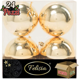 Set 4 Sfere di Natale in Plastica Lucide Ø 10Cm – Vari Colori - Oro