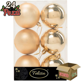 Set 6 Sfere di Natale in Plastica Ø 8Cm – Assortite Lucide e Opache – Vari Colori - Oro