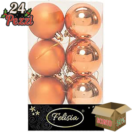 Set 12 Sfere di Natale in Plastica Ø 6Cm - Assortite Lucide e Opache – Vari Colori - Copper