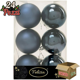 Set 6 Sfere di Natale in Plastica Ø 8Cm – Assortite Lucide e Opache – Vari Colori - Blu Navy