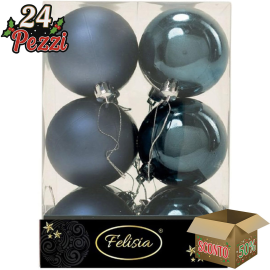 Set 12 Sfere di Natale in Plastica Ø 6Cm - Assortite Lucide e Opache – Vari Colori - Blu Navy