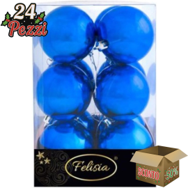 Set 12 Sfere di Natale in Plastica Ø 7Cm - Vari Colori - Blu Lucido