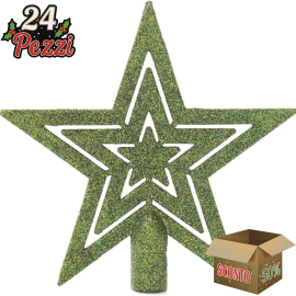 Puntale a Stelle Concentriche per Albero di Natale 20 cm – Disponibile in Varie Colorazioni