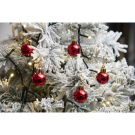 Set 16 Sfere di Natale in Plastica Lucide Ø 6Cm - Vari Colori - Rosso Lucido