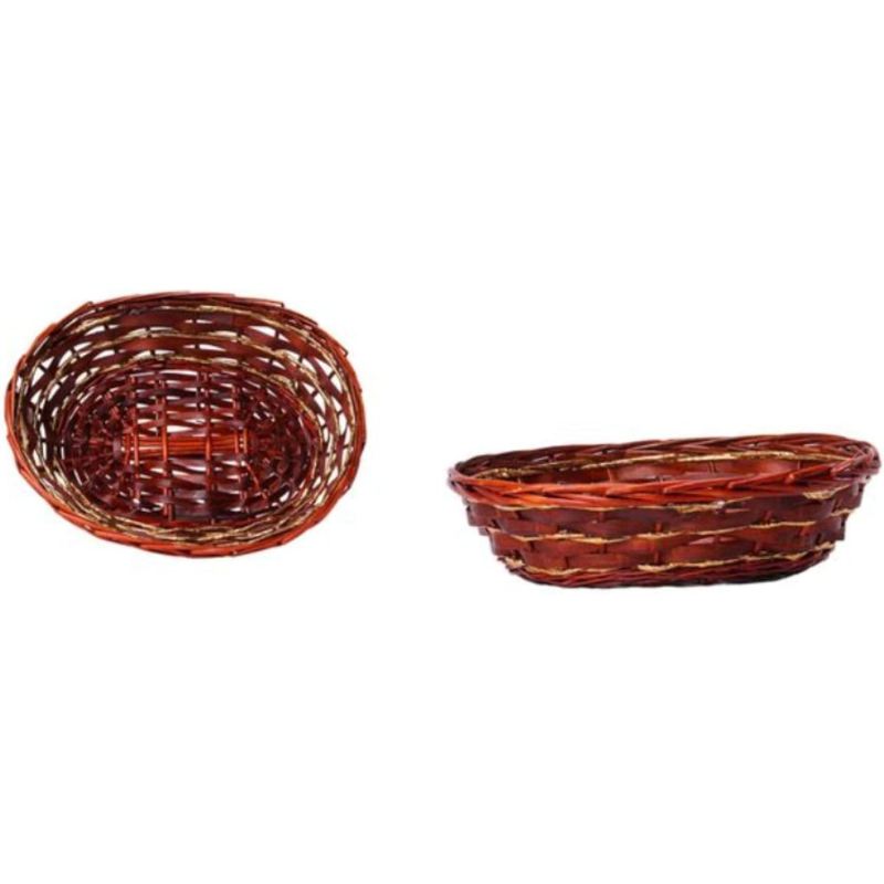 Cesto Natalizio in Vimini Marrone - 30 Pezzi – Dimensioni 36x29x10Cm | Eleganza Compatta e Naturale per le Tue Confezioni Regalo