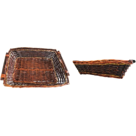 Cesto di Natale in Vimini Marrone – Dimensioni 56x44x15Cm | Eleganza Rustica per Confezioni Natalizie Artigianali