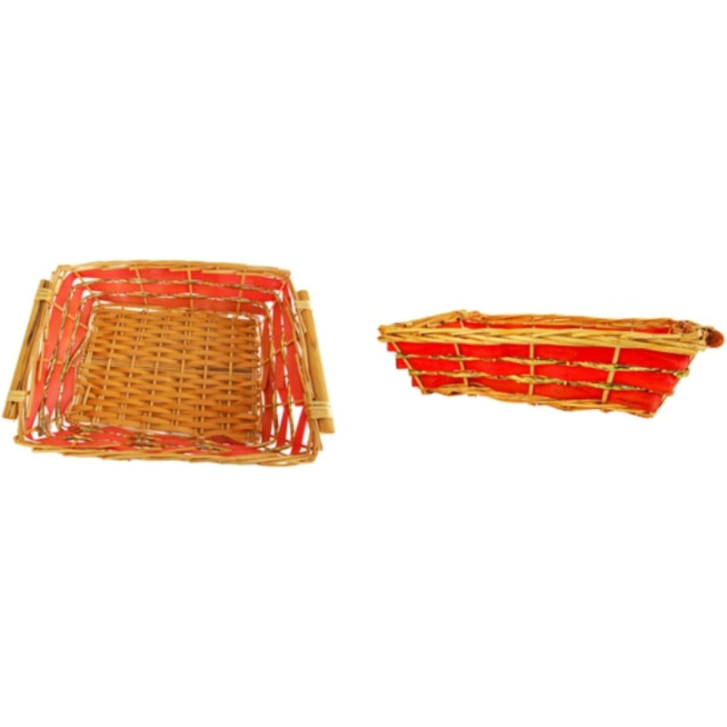 Cesto Regalo di Natale in Vimini Beige e Rosso 30 Pezzi – Dimensioni 44x34x13Cm | Eleganza Artigianale per Confezioni Natalizie