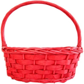 Cesto di Natale in Vimini Rosso con Manico Alto - 12 Pezzi – Dimensioni 45x35x16Cm | Elegante, Capiente e Artigianale