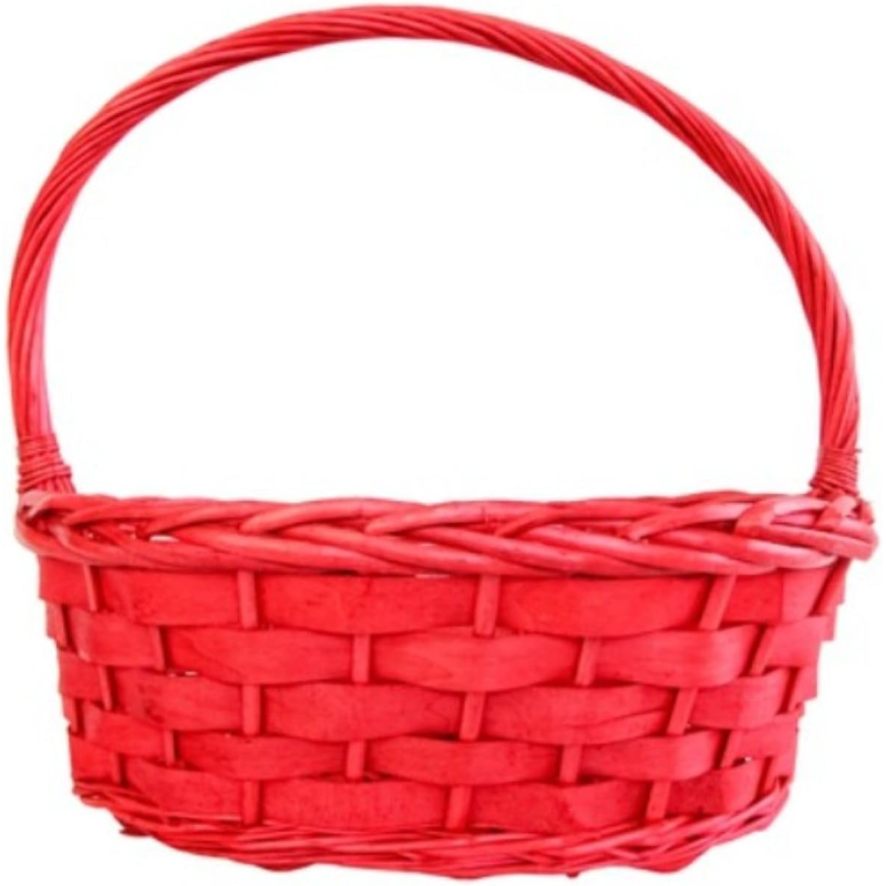Cesto di Natale in Vimini Rosso con Manico Alto - 12 Pezzi – Dimensioni 45x35x16Cm | Elegante, Capiente e Artigianale