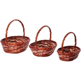 Cesti di Natale in Vimini Marrone 8 Set da 3 Pezzi - Eleganza Artigianale per Confezioni e Decorazioni Festive in Tre Dimensioni