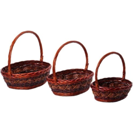 Cesti di Natale in Vimini Marrone 8 Set da 3 Pezzi – Eleganza Naturale per Confezioni Regalo e Decorazioni in Tre Dimensioni