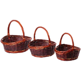 Cesti di Natale in Vimini Marrone - 8 Set da 3 Pezzi – Eleganza Rustica per Confezioni Regalo, Decorazioni in Tre Dimensioni