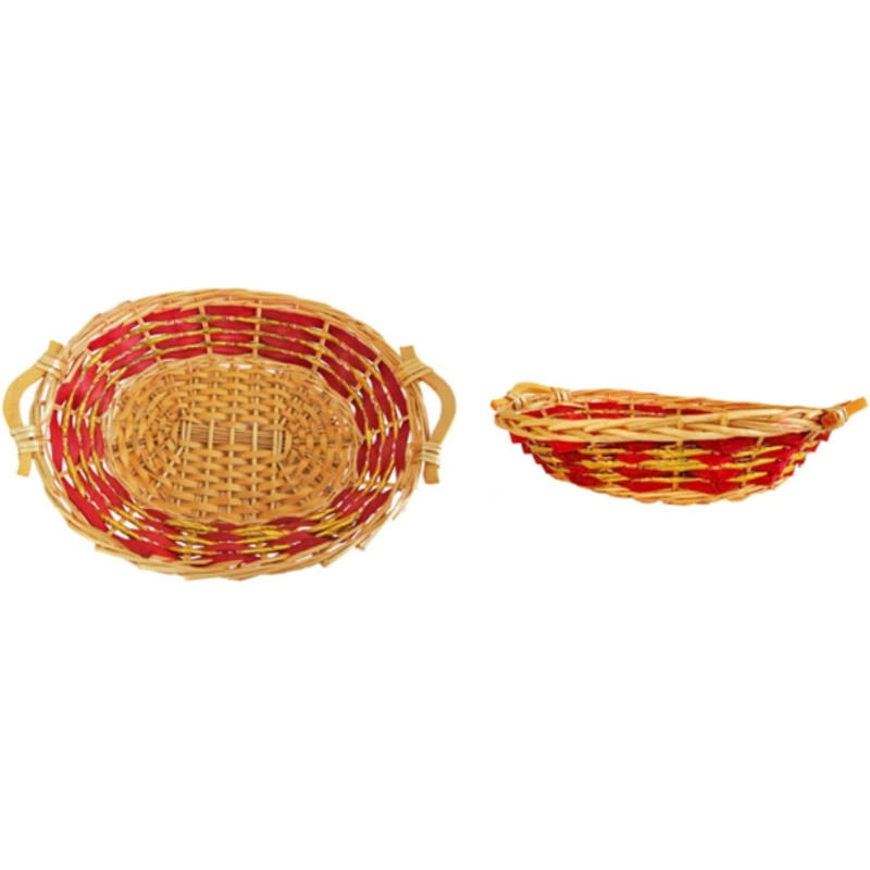 Cesto di Natale in Vimini Beige e Rosso - 30 Pezzi – Eleganza Artigianale. L’eccellenza della tradizione natalizia in un cesto